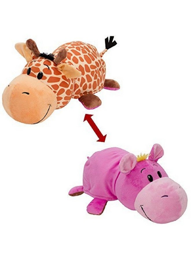 Chocozone 40cm Flip ‘N’ Play Friends Plush Toy & Pillow 2 in 1 (Giraffe/Hippo) Instantly Transforms for Hours of Playtime and Naptime Fun - Image 1