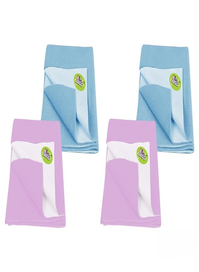 BumBliss® Rapidry Waterproof & Quick Dry Baby Sheet | Soft Anti-Pilling Fleece, Extra Absorbent Bed Protector (Small 70×50 cm) Pack of 4, Sky Blue & Light Purple S- 36 - Image 1