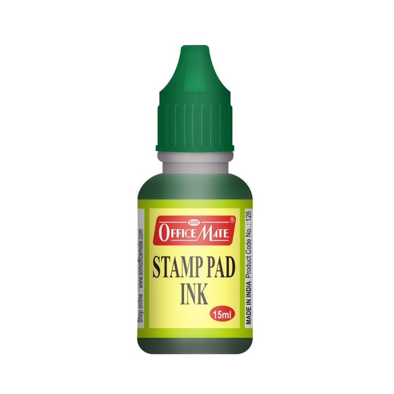 Office Mate Soni OfficeMate 15ml Stamp Pad Refill Ink – Green | Easy-to-Use | Long-Lasting Impressions, Quick-Drying, Smudge-Free | Ideal for Office, School, Craft & DIY Use | Pack of 10 - Image 2