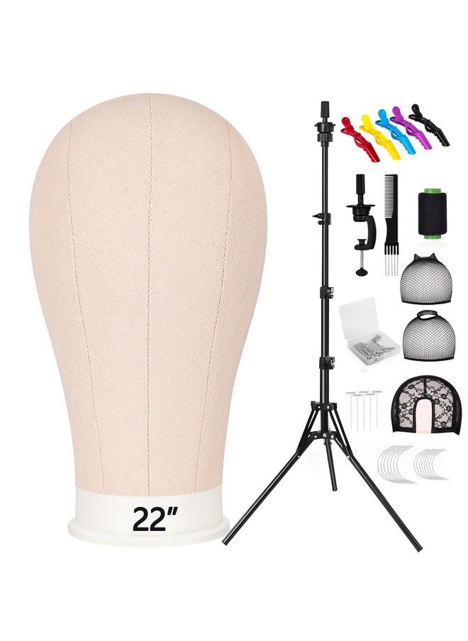 Pet Baby 63In Wig Stand Tripod with 22In Head, Canvas Wig Head Stand with Mannequin Head for Wigs Manikin Head Block Set for Wigs Making Display