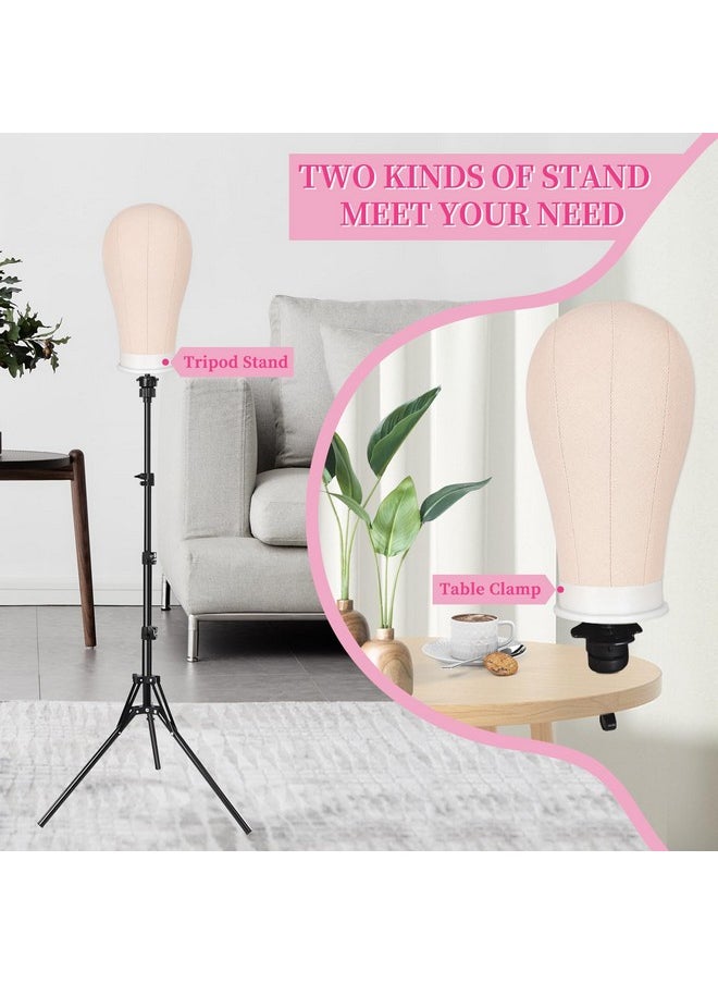 Pet Baby 63In Wig Stand Tripod with 22In Head, Canvas Wig Head Stand with Mannequin Head for Wigs Manikin Head Block Set for Wigs Making Display
