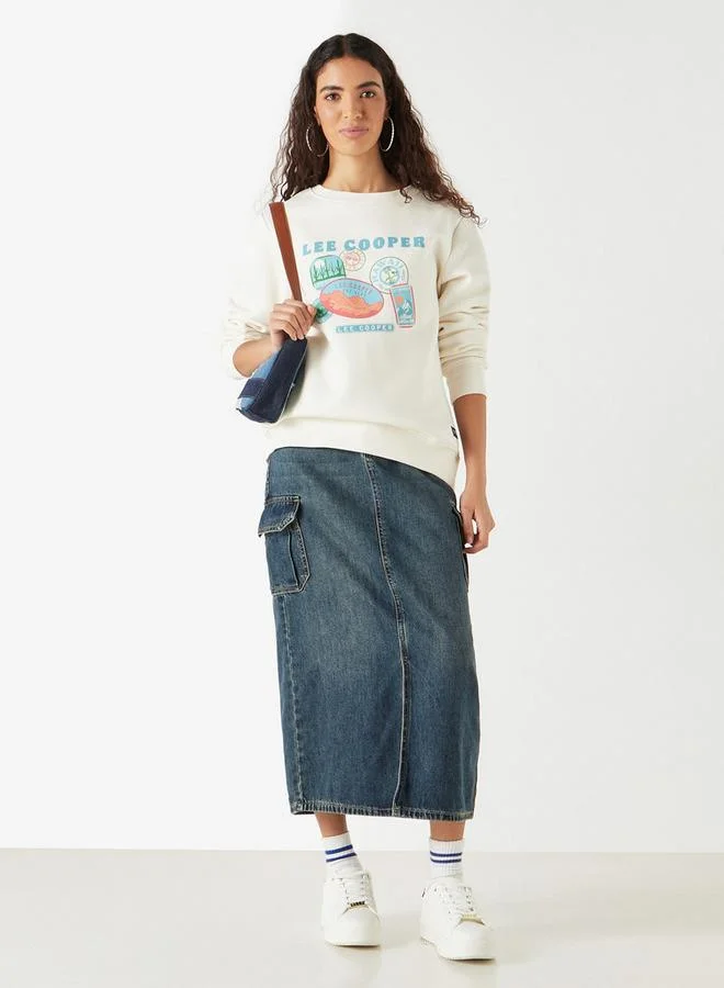 لي كوبر سويت شيرت بأكمام طويلة بتفاصيل شعار من لي كوبر