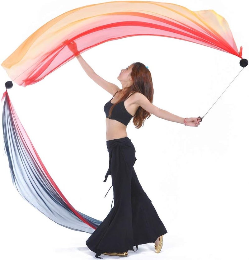 klarako Belly Dance Silk Veil Poi Balls klarakoSilk Streamer Scarf for Dancing Performance klarakoSoft Balls & Handle, Durable Chain klarako06, as described - Image 3