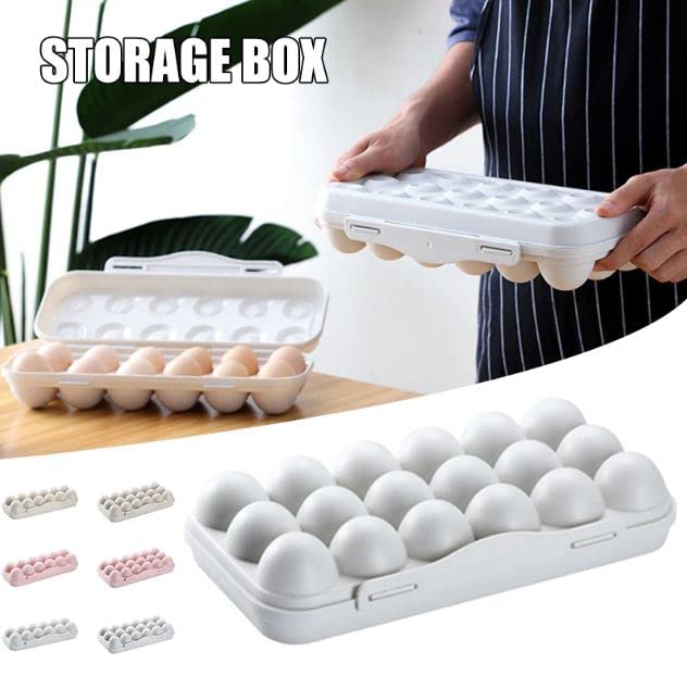 WOX MOX WOX MOX Plastic AntiBreaking Egg Tray HolderContainerStorage Organizer with Lid for Refrigerator1pcs for 18 Grid Multicolour  - Image 2