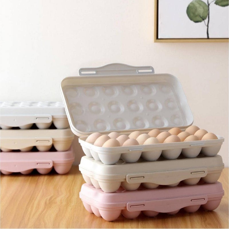 WOX MOX WOX MOX Plastic AntiBreaking Egg Tray HolderContainerStorage Organizer with Lid for Refrigerator1pcs for 18 Grid Multicolour  - Image 4