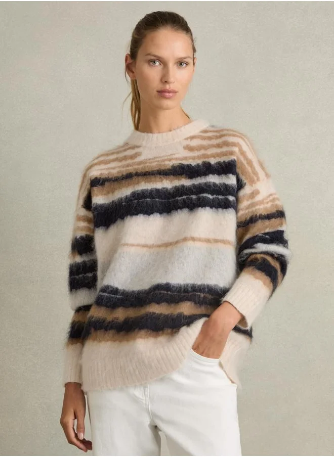 REISS Pattern Brushed Crew