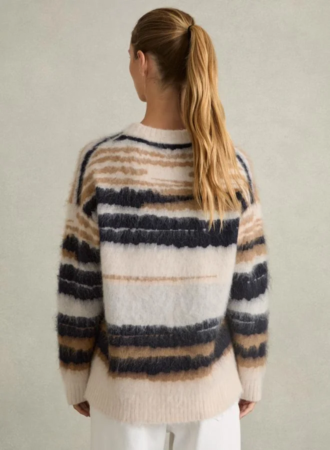 REISS Pattern Brushed Crew