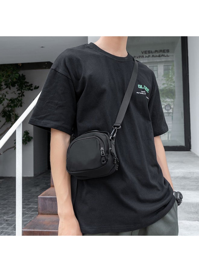 Men's Lightweight Casual Trendy Crossbody Bag Small Personal Sport Backpack Mini Mobile Phone Bag Fashionable Men's Pouch-Color:Black  - Image 3