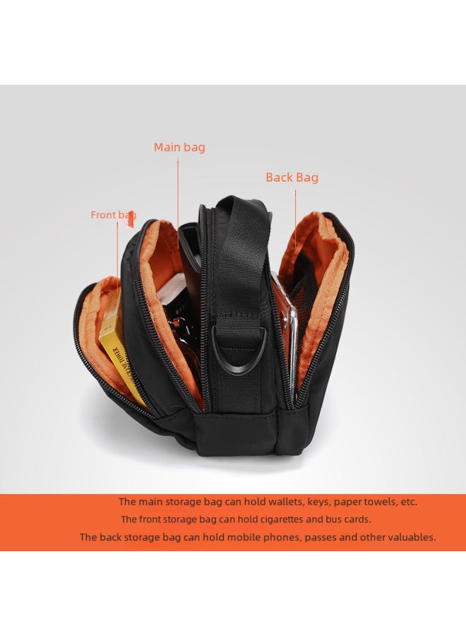 Men's Lightweight Casual Trendy Crossbody Bag Small Personal Sport Backpack Mini Mobile Phone Bag Fashionable Men's Pouch-Color:Black  - Image 5