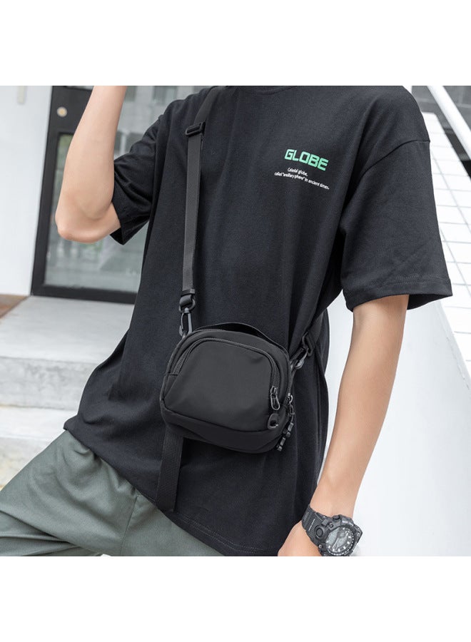 Men's Lightweight Casual Trendy Crossbody Bag Small Personal Sport Backpack Mini Mobile Phone Bag Fashionable Men's Pouch-Color:Black  - Image 2