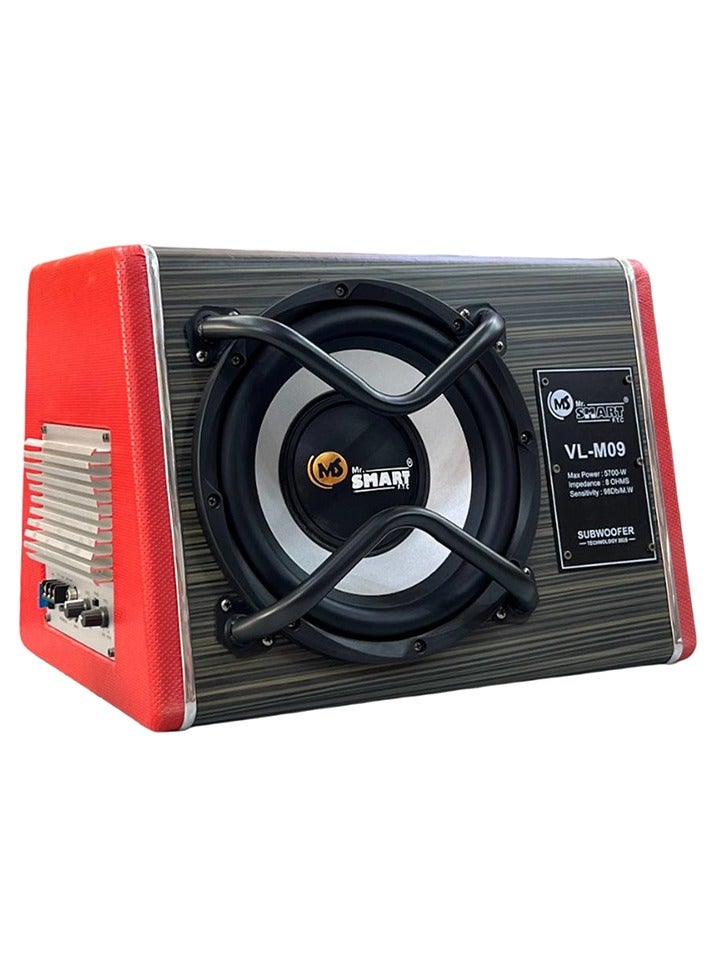 Mr.Smart Car Subwoofer Speaker VL-M09, 9-inch, 5700W Max Power , Red and Black, Built-in Amplifier