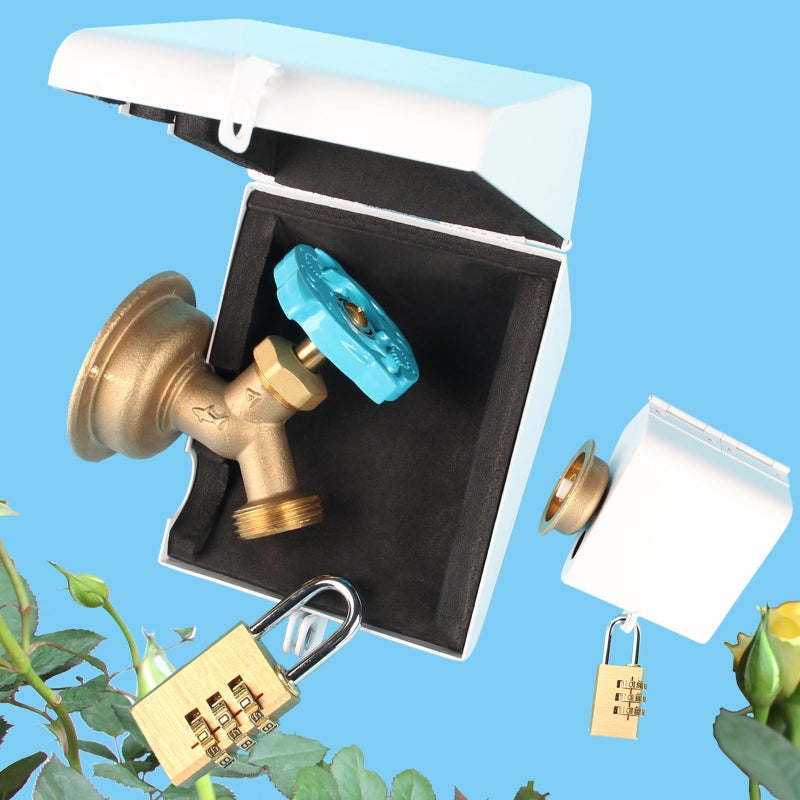 Dakekou Outdoor Faucet Iock System Insulated Faucet Iock and Garden Hose Bib Iock Cover Made of Steel Prevents Water Theft and Stops Unauthorized Use Easy to Install White - Image 2