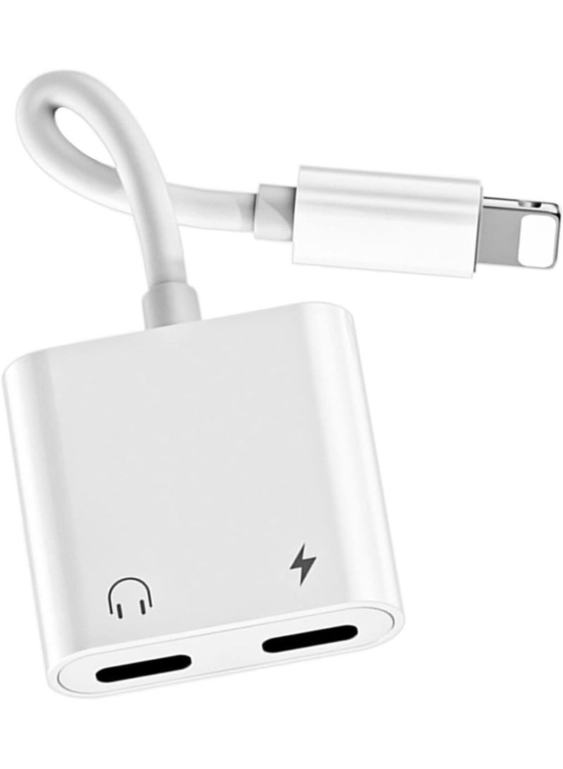 iPhone Headphone Adapter & Splitter, 2 in 1 Dual Lightning Charger Cable AUX Cable Audio Adapter for iPhone 12/11/XS/XR/X/8/7/6/iPad, Support Calling + Charging + Music , white - Image 5