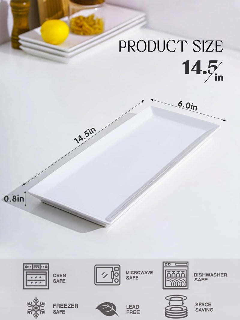 Kanwone White Serving Platters Porcelain Serving Trays for Parties Large Rectangular Plates  145 Inch - Image 2