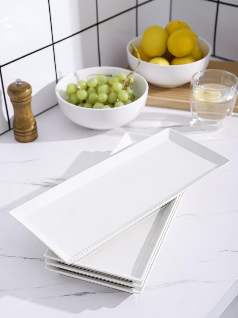 Kanwone White Serving Platters Porcelain Serving Trays for Parties Large Rectangular Plates  145 Inch - Image 3