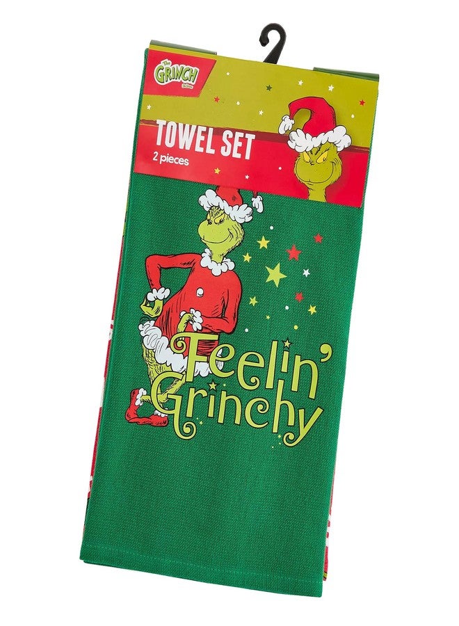 MJC Grinch 2 Pack Kitchen Towel Set Dr Seuss How The Grinch Stole Christmas Feeling Grinchy Cotton Towel Set Baking Cooking - Image 4