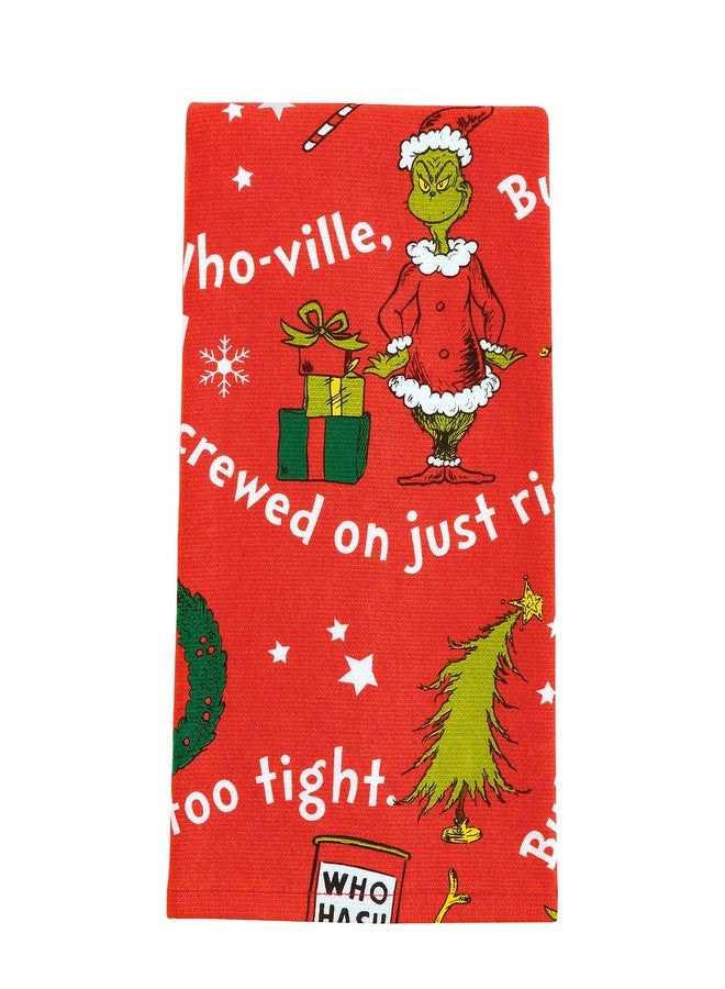 MJC Grinch 2 Pack Kitchen Towel Set Dr Seuss How The Grinch Stole Christmas Feeling Grinchy Cotton Towel Set Baking Cooking - Image 3
