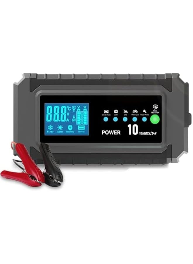 Generic Automotive Car Battery Charger，10-Amp 12V and 24V Fully-Automatic Smart Car Battery Charger, Battery Maintainer Trickle Charger for Car Truck Motorcycle Lawn Mower Marine Lead Acid Batteries  - Image 1