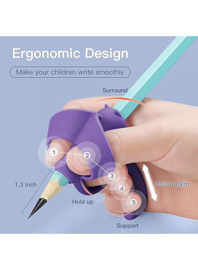 erorex 4Pack Pencil Grips For Kids Handwriting Grip Pen Grips Trainer For Beginners Silicone Pencil Grips Handwriting Aid Correction Tool For Preschoolers Kindergarten Children School Supplies - Image 5