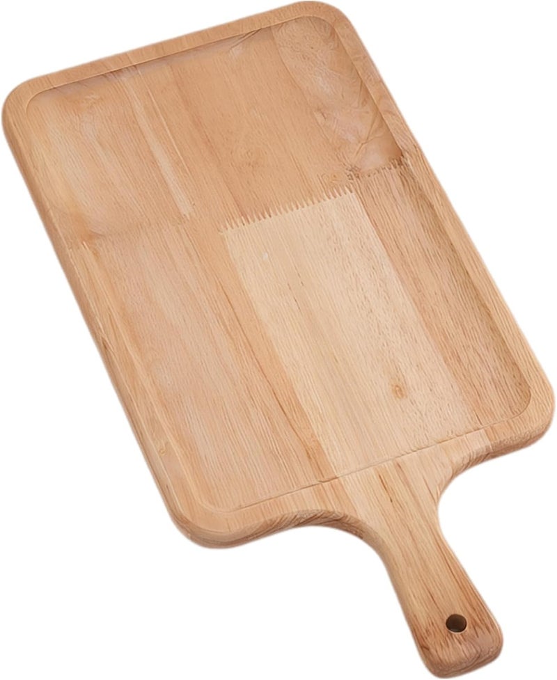 15.7 in Oak Wood Cheese Board with Handle, 0.6 in Thick, Reversible Decorative Wooden Serving Tray, Oak Wood Charcuterie Board Easy to Clean - Image 1