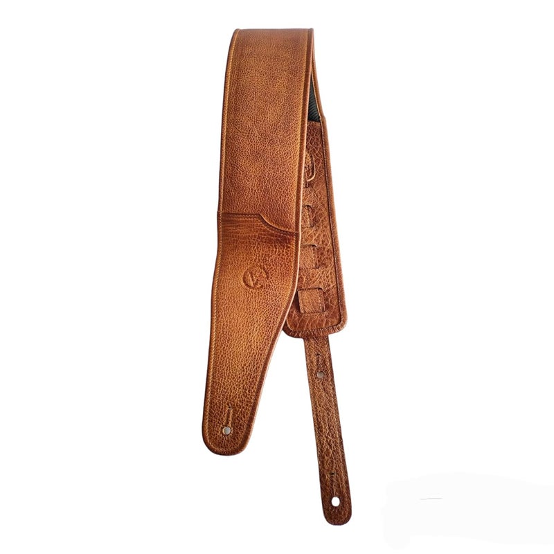 Ve CREATION Leather Guitar Strap for BASS,ELECTRIC,ACOUSTIC,HEAVY GUITARS, 4 inch wide. Soft Padded. Adjustable From 42 inches To 56 inches. Burnt Orange color .(VEG-0054) - Image 1