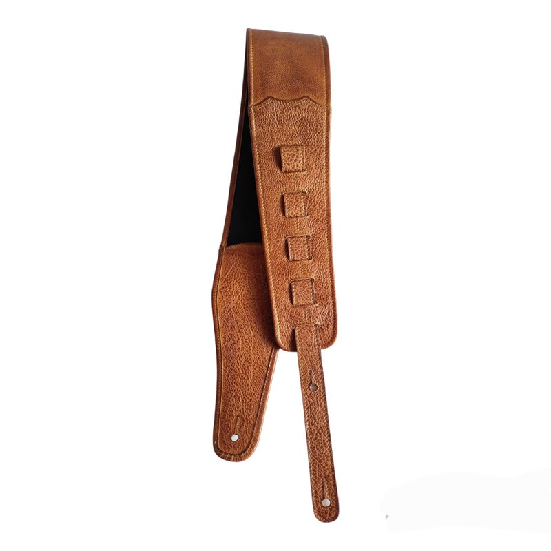 Ve CREATION Leather Guitar Strap for BASS,ELECTRIC,ACOUSTIC,HEAVY GUITARS, 4 inch wide. Soft Padded. Adjustable From 42 inches To 56 inches. Burnt Orange color .(VEG-0054) - Image 5