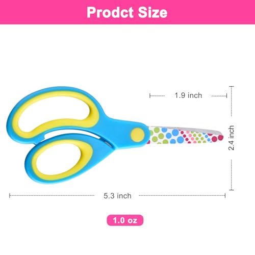 Zicolu Left Handed Kids Scissors, Lefty Safety Toddler Children Scissors, Small Craft Scissors with Blunt Tip - Fun Print Blade, Great for DIY, Arts, Home, School Classroom Use, Assorted Color, 3-Pack - Image 5