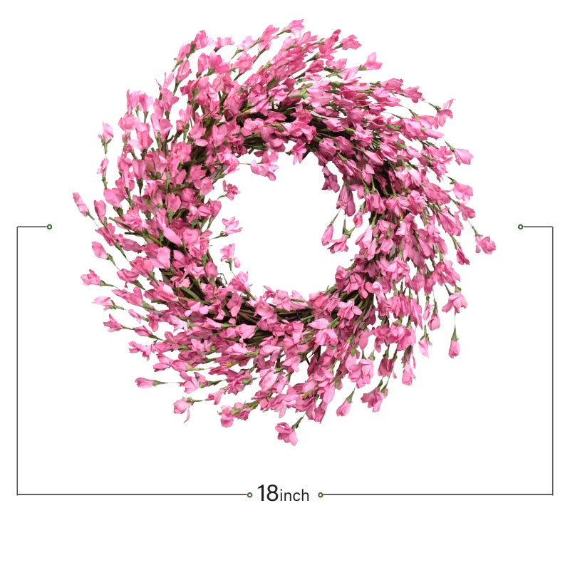 Bibelot Spring Wreath for Front Door, Artificial Forsythia Flower Wreath 18â€™â€™ Artificial Blossom Flower Decoration Farmhouse for Festival Wall Decor - Image 3