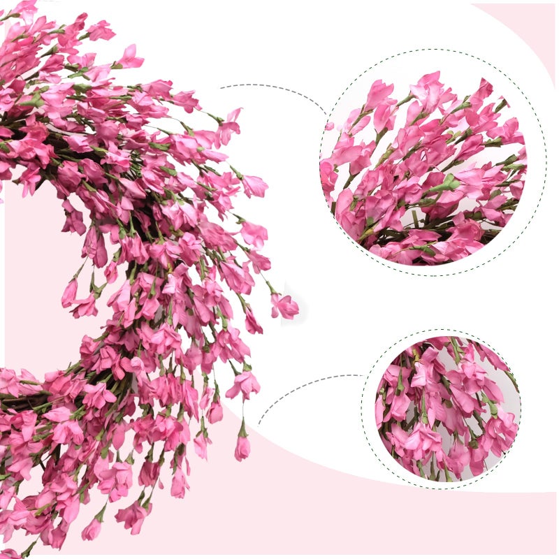 Bibelot Spring Wreath for Front Door, Artificial Forsythia Flower Wreath 18â€™â€™ Artificial Blossom Flower Decoration Farmhouse for Festival Wall Decor - Image 2