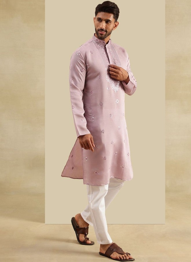 Sojanya Floral Embroidered Kurta With Pyjamas For Men - Image 4