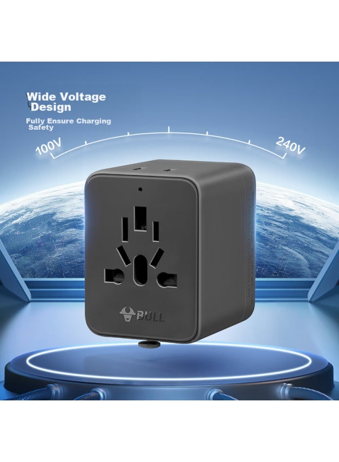 Bull 2-outlet Multi-country Travel Adapter/global Universal Converter Plug For Overseas And Some Regions, Using European, American, Australian, And Uk Standards Gn-l10 Deep Space Gray Without Switch - Image 5