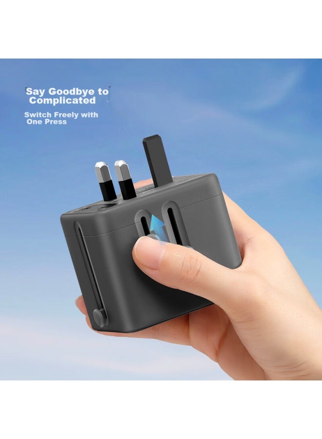 Bull 2-outlet Multi-country Travel Adapter/global Universal Converter Plug For Overseas And Some Regions, Using European, American, Australian, And Uk Standards Gn-l10 Deep Space Gray Without Switch - Image 4