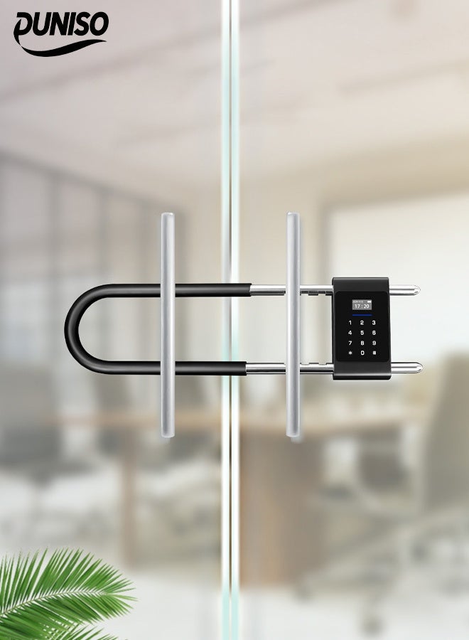 DUNISO 6 in 1 U-shaped Door Lock，Outdoor Stainless Steel Password Lock，Smart Lock with Display Screen，Waterproof and Rechargeable，Support Fingerprint, Password, Card Swiping、NFC、 Keys, Mobile APP - Image 2