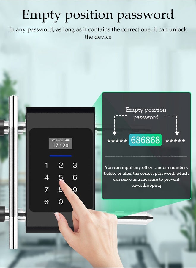 DUNISO 6 in 1 U-shaped Door Lock，Outdoor Stainless Steel Password Lock，Smart Lock with Display Screen，Waterproof and Rechargeable，Support Fingerprint, Password, Card Swiping、NFC、 Keys, Mobile APP - Image 5