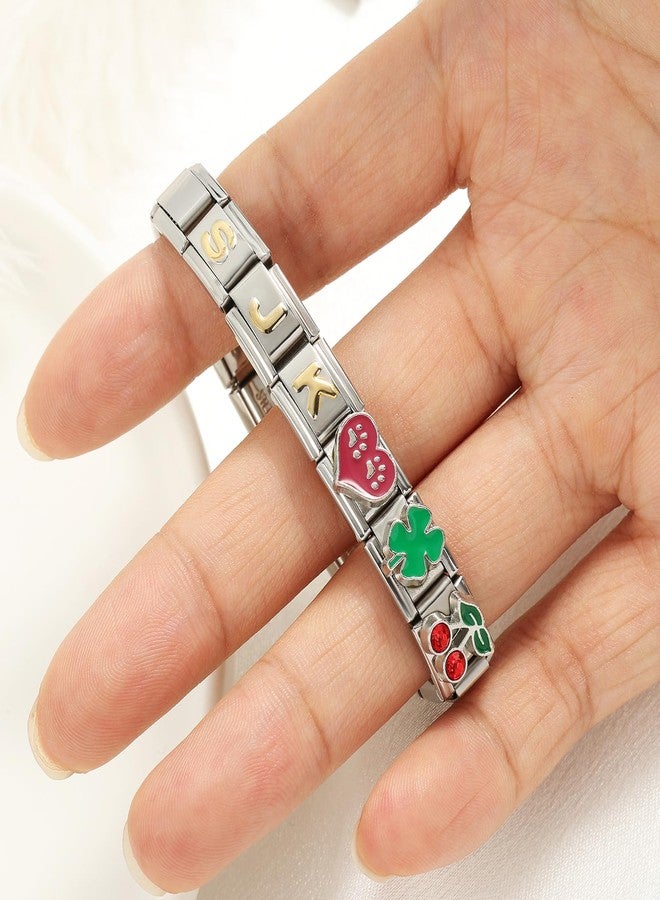 JUNVirtuous Italian Charms Bracelet,Stainless Steel Charm Bracelets for Women 9mm Bracelet Link Handmade DIY Module (Silver-2) - Image 5