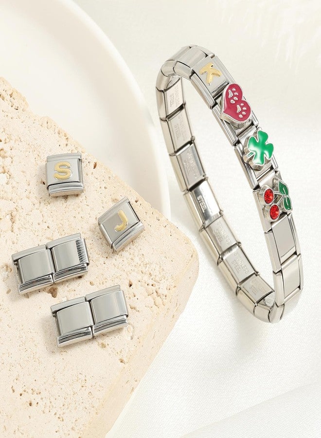 JUNVirtuous Italian Charms Bracelet,Stainless Steel Charm Bracelets for Women 9mm Bracelet Link Handmade DIY Module (Silver-2) - Image 3