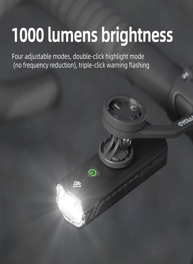 CYCLAMI Bike Lights for Night Riding Compatible with Garmin/GoPro Mount 1000 Lumen Bright Bike Headlight Rechargeable Waterproof Aluminum Alloy Anti-Dazzling Bike Front Light for Commuter Cyclists - Image 4