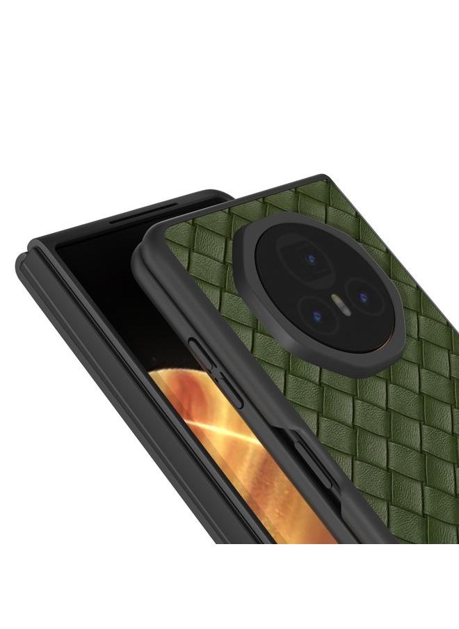 Zaboon Case For Honor Magic V3 Black Frame Woven Texture PU Phone Case  - Image 4