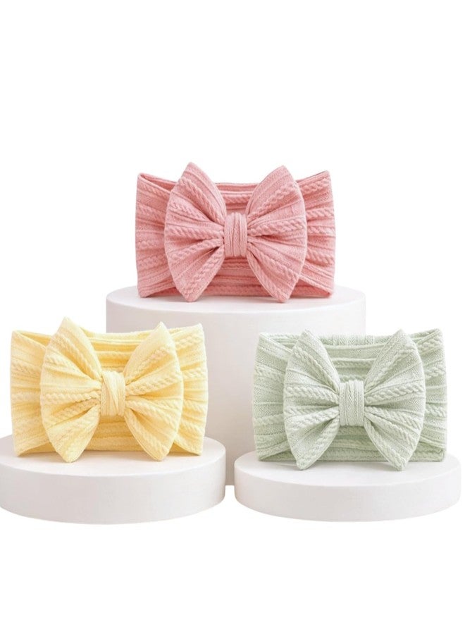 ELVORO Baby Headband 3 Pcs Set, Hairband For Newborn Baby Girl Boy Soft Cute Strechy Knotted Headband, Baby Shower Essential Gift Accessories For Infant - Image 1