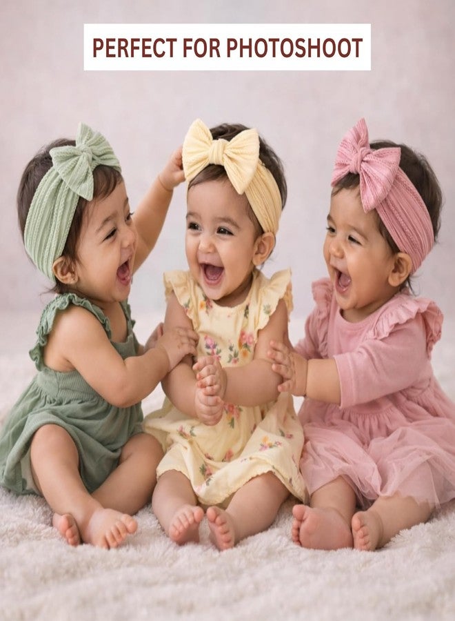 ELVORO Baby Headband 3 Pcs Set, Hairband For Newborn Baby Girl Boy Soft Cute Strechy Knotted Headband, Baby Shower Essential Gift Accessories For Infant - Image 4