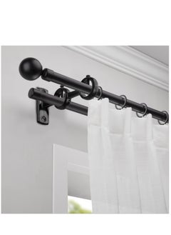 KASTWAVE Bracket for Curtain Pole, 2pcs Double Curtain RodHolder, Wall Mount Heavy Duty Adjustable 28mm Curtain Rod Bracket for Window, Bedroom, Home Black  - Image 2