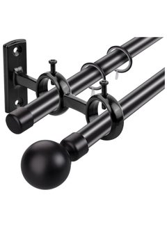KASTWAVE Bracket for Curtain Pole, 2pcs Double Curtain RodHolder, Wall Mount Heavy Duty Adjustable 28mm Curtain Rod Bracket for Window, Bedroom, Home Black  - Image 5