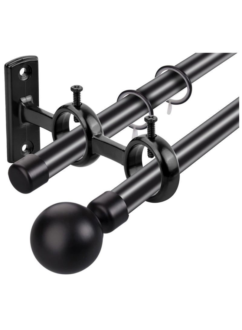 KASTWAVE Bracket for Curtain Pole, 2pcs Double Curtain RodHolder, Wall Mount Heavy Duty Adjustable 28mm Curtain Rod Bracket for Window, Bedroom, Home Black  - Image 5