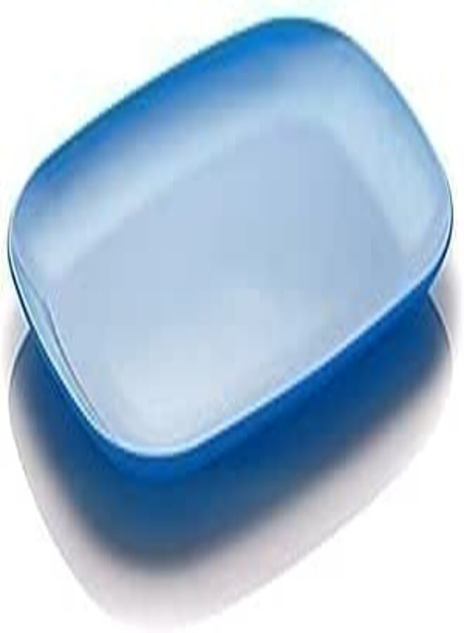 M-Design Plastic Serving Plate 36cm x 26cm BPA and DEHP Free, Microwave, Dishwasher and Food Safe - Great for camping and kids (Blue)