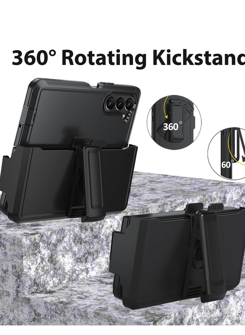 SYOSI Compatible for Samsung Galxay Z Fold 5 Case with Belt Clip Holster, Military Upgrade Protection, Shockproof Anti-Drop, Swivel Belt Clip Holster Case with Kickstand for Galaxy Z Fold 5(Black) - Image 4