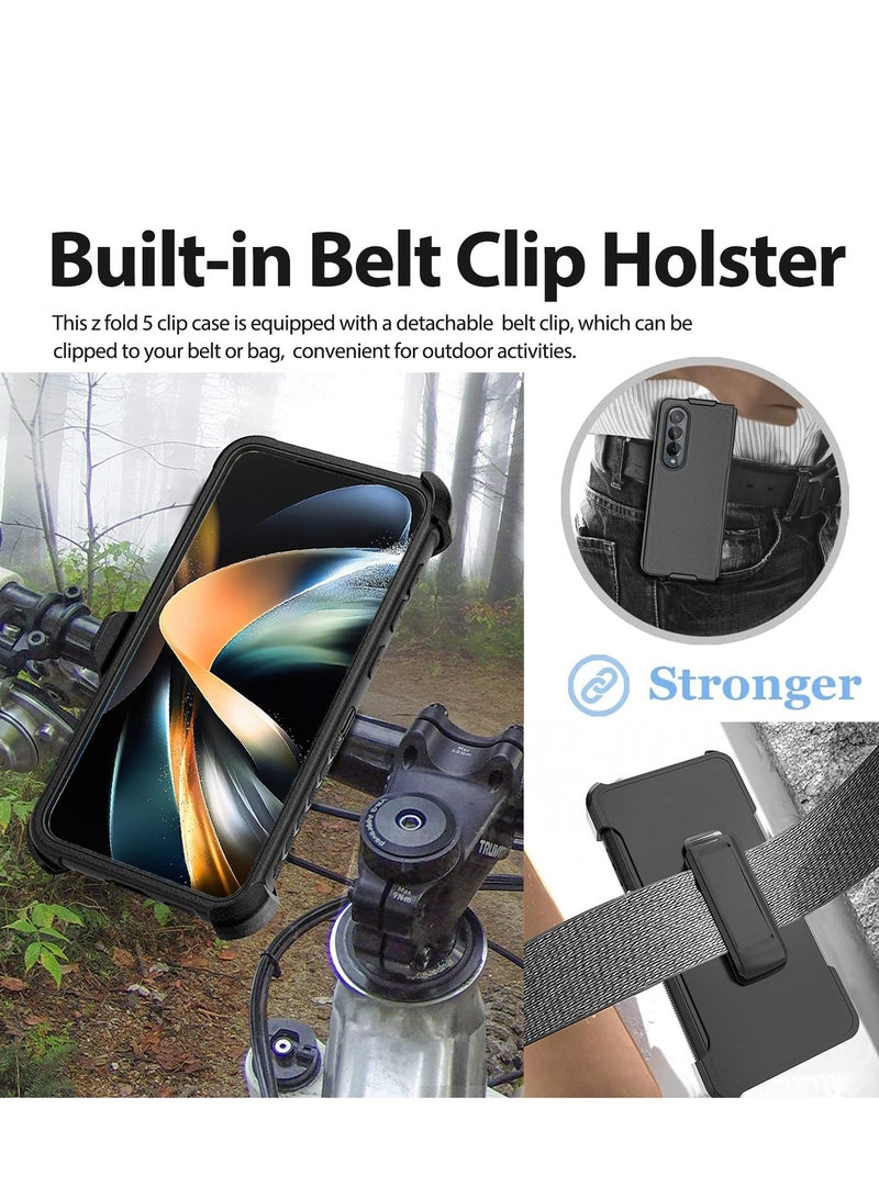 SYOSI Compatible for Samsung Galxay Z Fold 5 Case with Belt Clip Holster, Military Upgrade Protection, Shockproof Anti-Drop, Swivel Belt Clip Holster Case with Kickstand for Galaxy Z Fold 5(Black) - Image 5
