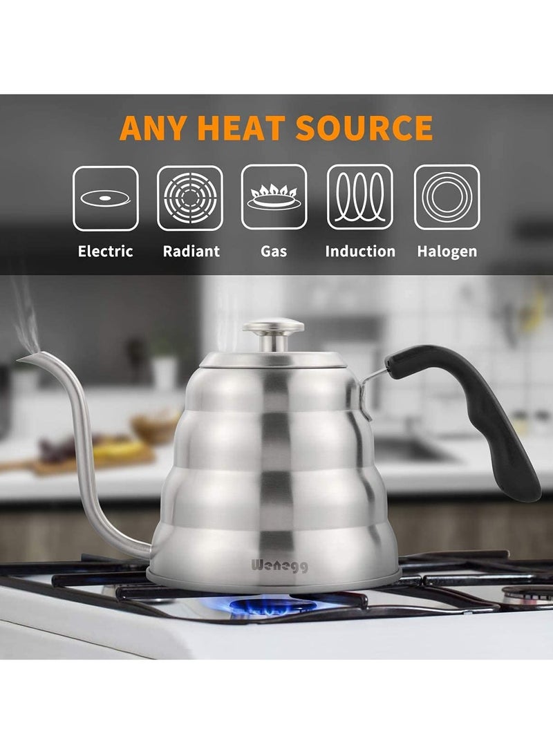 Pour Over Coffee Kettle with Thermometer Exact Temperature Gooseneck Kettle Black Premium Stainless Steel Tea Pot Gas Stove Top Kettle for Boiling Water 40 floz/1200ml  - Image 5