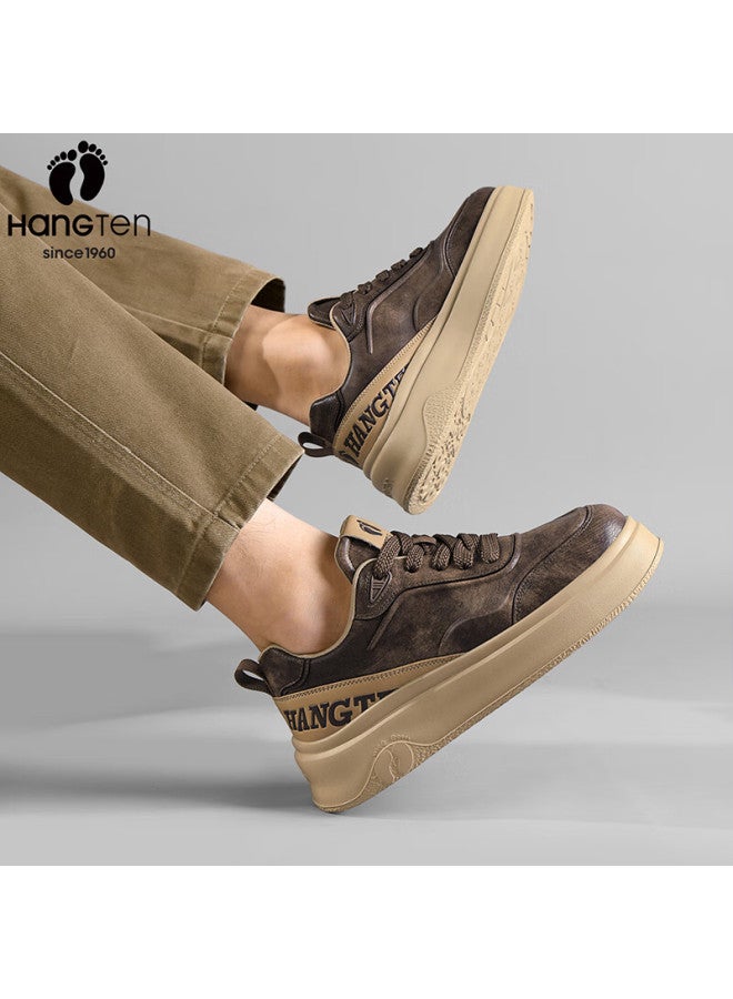 Hang Ten Men's Spring New Trendy Casual Sneakers Height Increasing White Shoes Comfortable Waterproof Wear-resistant Soft Sole Shoes For Men - Image 4