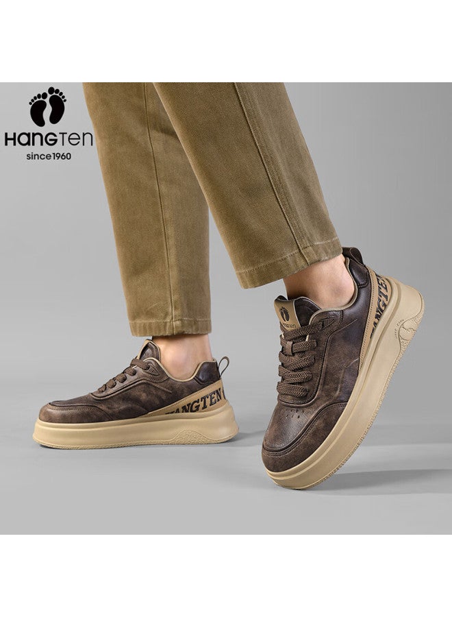Hang Ten Men's Spring New Trendy Casual Sneakers Height Increasing White Shoes Comfortable Waterproof Wear-resistant Soft Sole Shoes For Men - Image 3