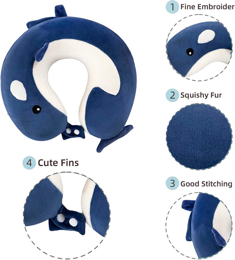 KASTWAVE Cute Cartoon U-shaped Travel Neck Pillow - Soft Memory Foam for Airplane, Train, Car, Home, and Office - Image 2